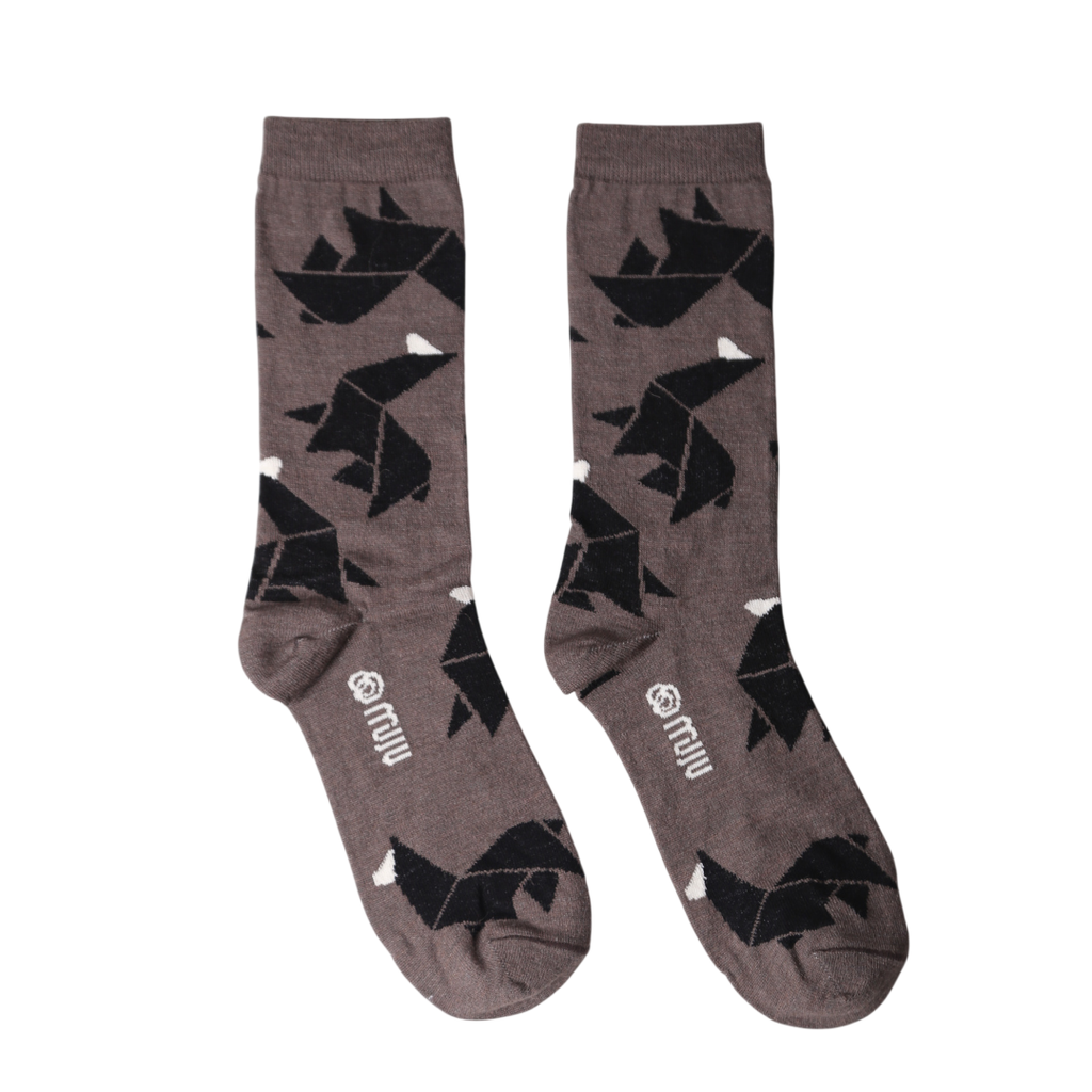 X Medias Origami Taupe(gris) (Muju)